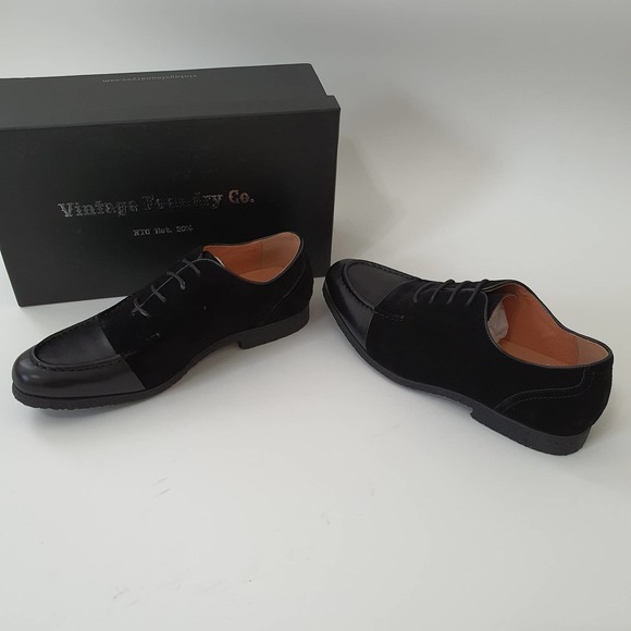 Vintage Foundry Basalt Oxford Leather Suede Black Dress Shoes Size 10 main image 5